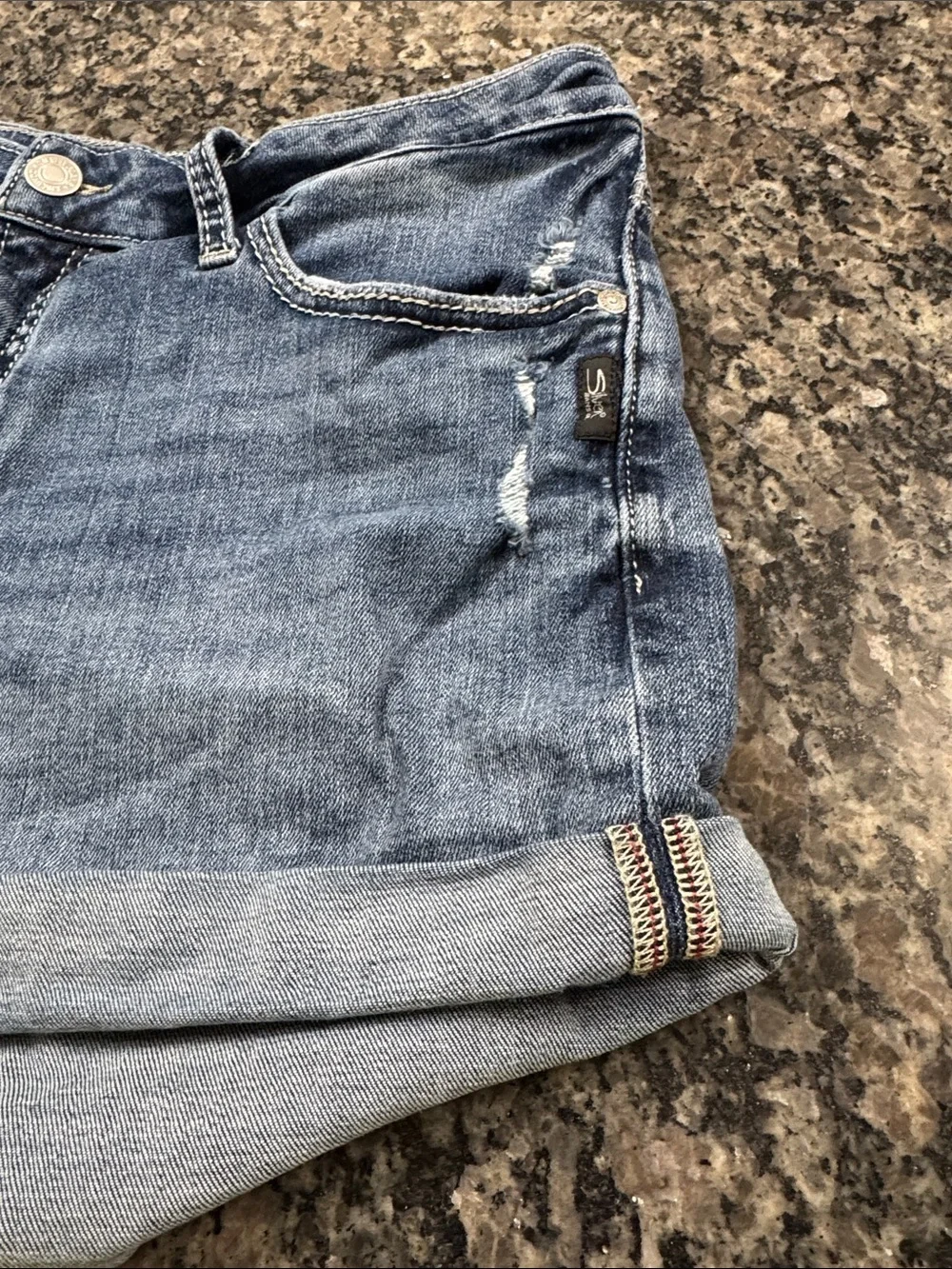 Silver Jeans Blue Denim Rolled-Hem Shorts EUC 31